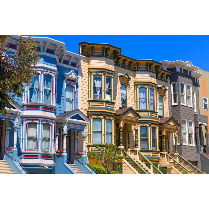 Francina San Francisco Victorian Houses by LUNAMARINA - Wrapped Canvas Print, 30cm H x 46cm W x 3.8cm D