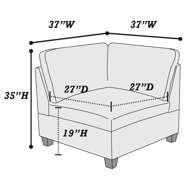 Modulaire - 2 pièces en chenille grise, support de chaise à structure en bois