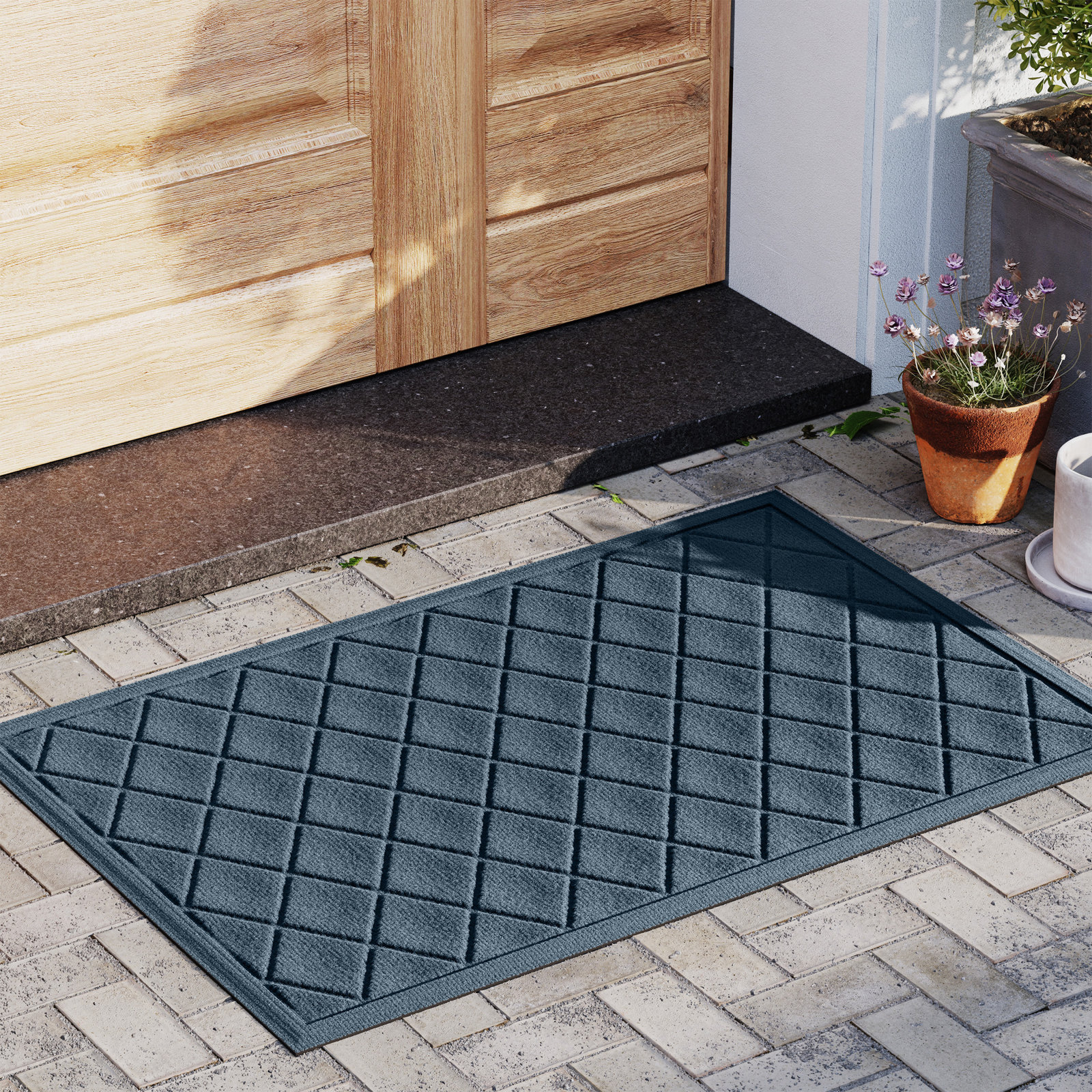 WaterHog Non-Slip Indoor/Outdoor Doormat, Bluestone, Rectangle 24" x 36"