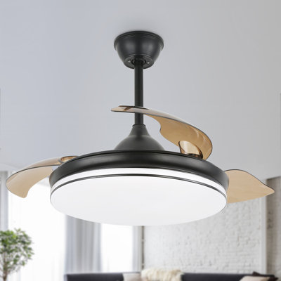 42 In. Modern Retractable Ceiling Fan with Remote Control and LED Light Kit