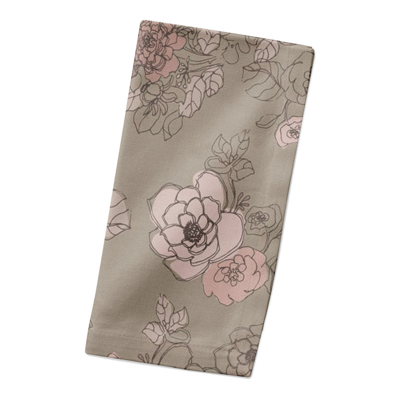 Serviette de table rectangulaire à motif floral complexe, Brun