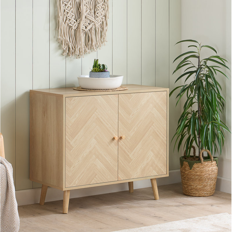 Mardell 2 Drawer Sideboard 80CM Width - Herringbone/Chevron effect, OAK