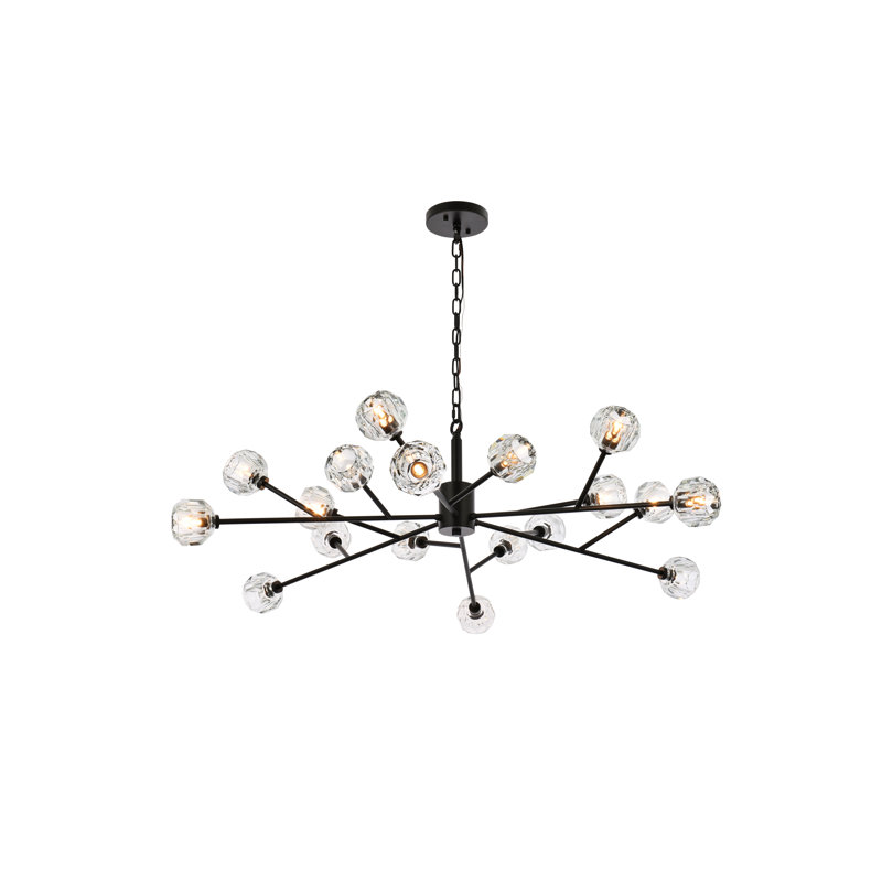 Luminaire suspendu sphérique spoutnik 18 lumières Lavere, Noir