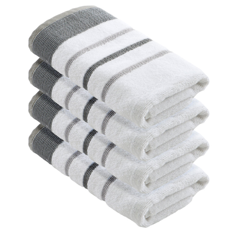 Coton décoratif de luxe Deanthony, Gris foncé / Gris pâle, Essuie-mains ‑ emballage de quatre