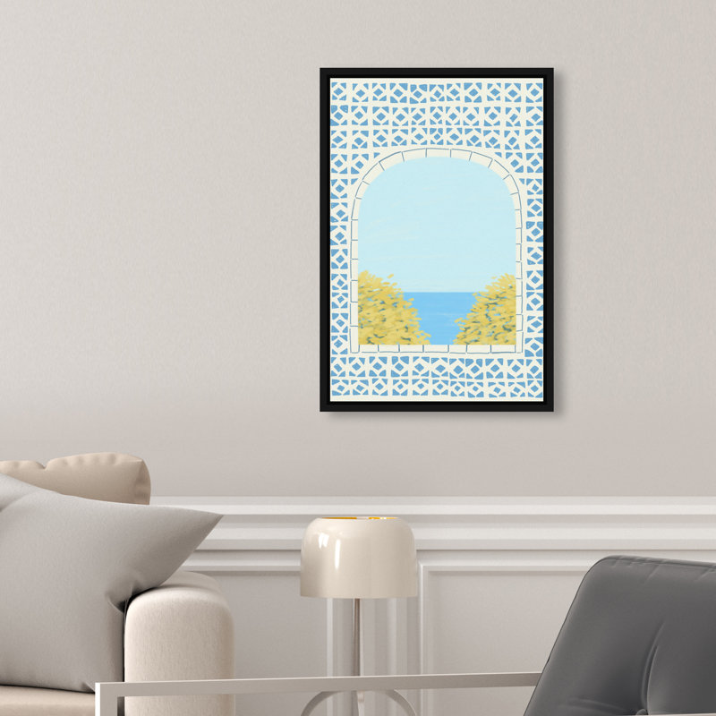 Mediterranean Window II Print by Oliver Gal, 31"H x 21"W, Black Floater Frame