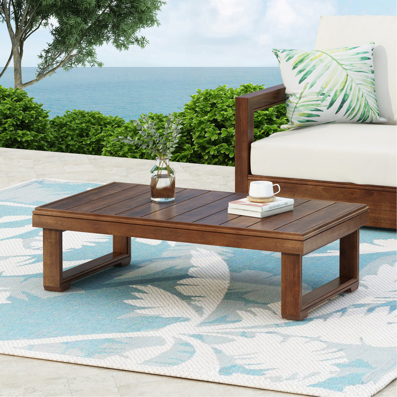 Table basse en bois, H 11,25 po x l 22 po x P 38,5 po, Moka