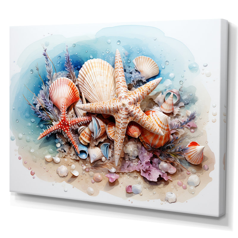 Trésors de la mer sur toile, H 24 po x l 32 po x P 1 po, Toile tendue