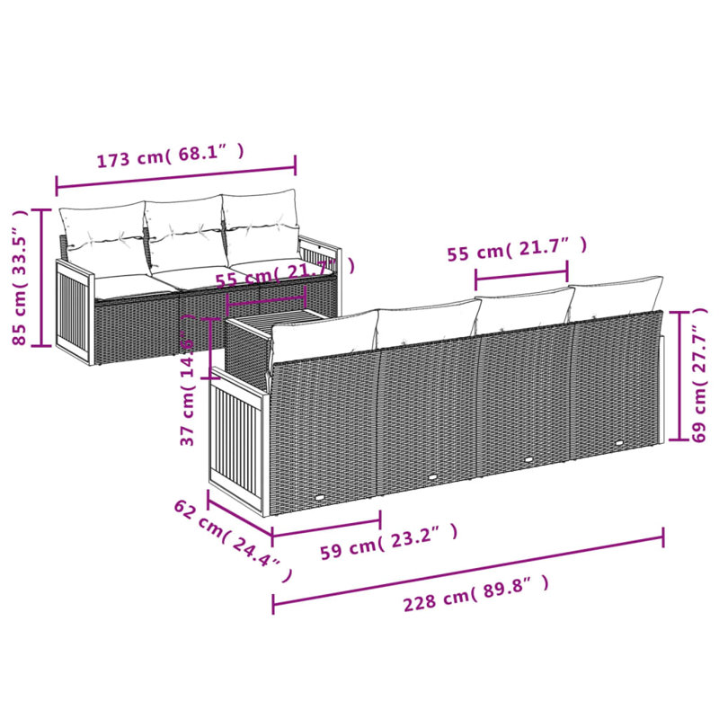Ensemble de canapé de jardin Vidaxl