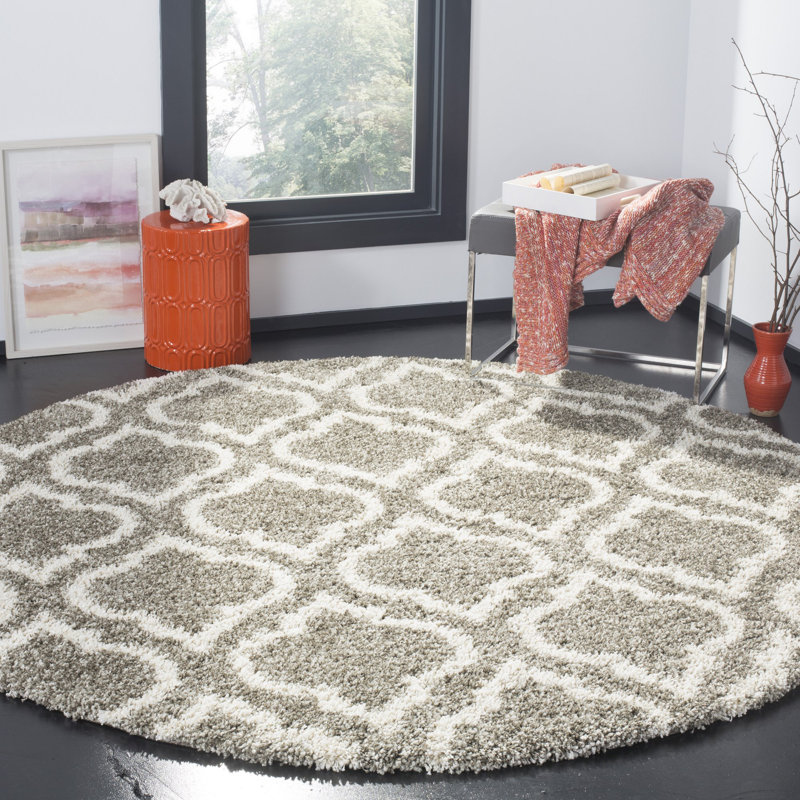 Tapis à poils longs Darrold Hudson, Rond 5 pi 3 po