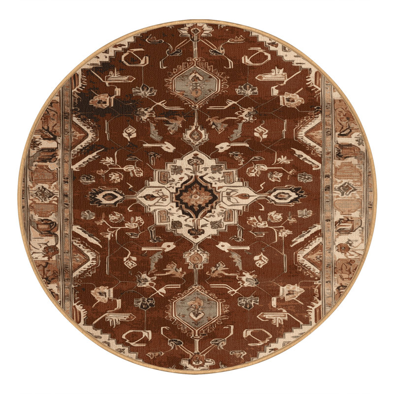 Tapis brun lavable à la machine, Rond 4 pi