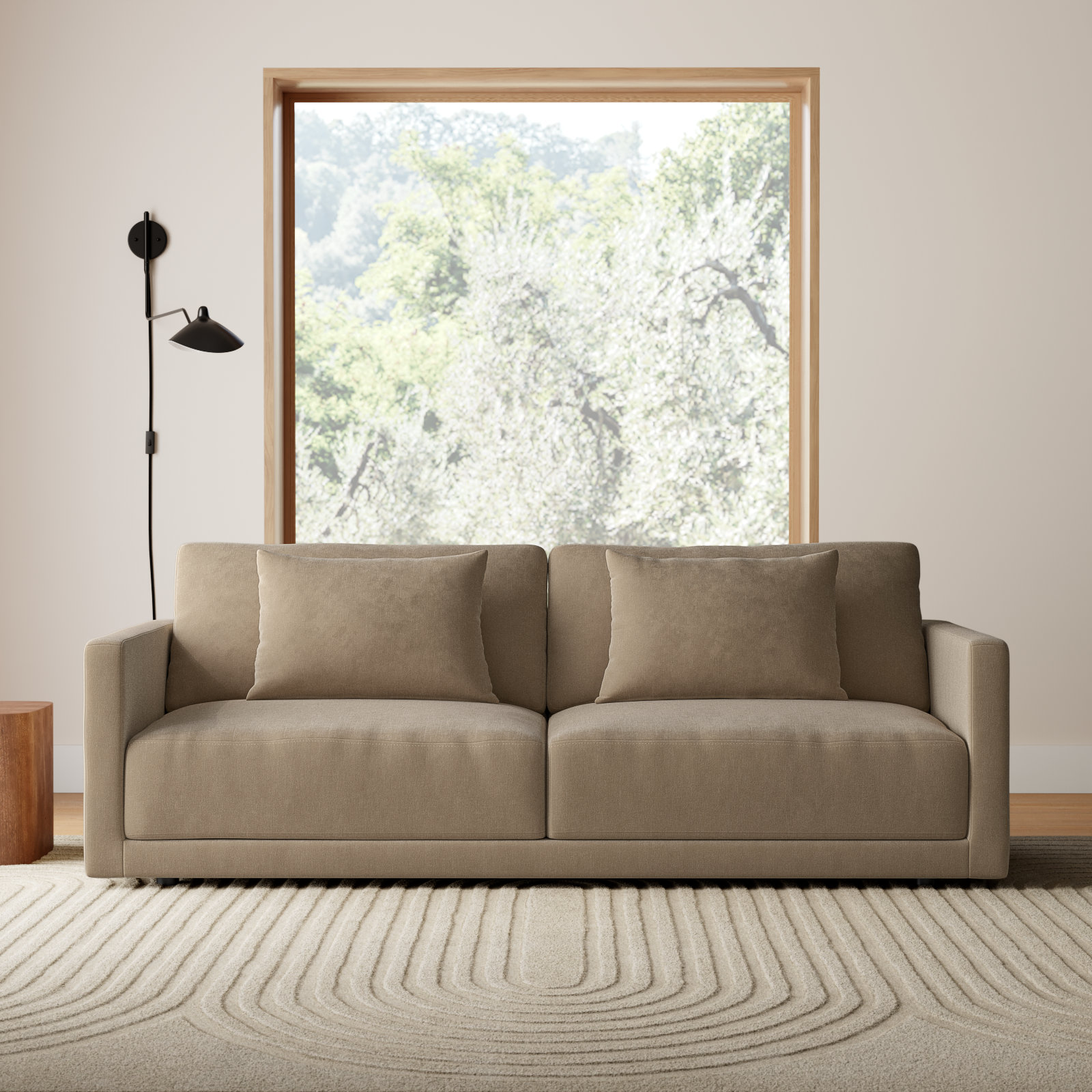 Kenji 84'' Upholstered Sofa, Latte Brown Velvet