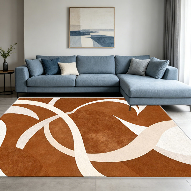 Terracotta Abstract Swirl carpet-easy to clean, machine-washable, soft and comfortable; suitable for door mats, kitchens, living rooms, bedrooms, corridors, and laundry areas. Easy to clean, durable carpet for home decoration.