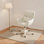 Chaise de bureau pivotante, avec coussin rembourré et coussin lombaire, hauteur réglable et base pivotante à 360 °, style confort moderne