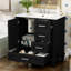 Armoire de salle de bain moderne 30 po, finition noire, comptoir en bois massif +, 3 tiroirs et porte à fermeture douce-1606548291