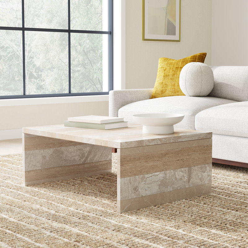 Kelly Marble Coffee Table, Beige/Cream/Tan