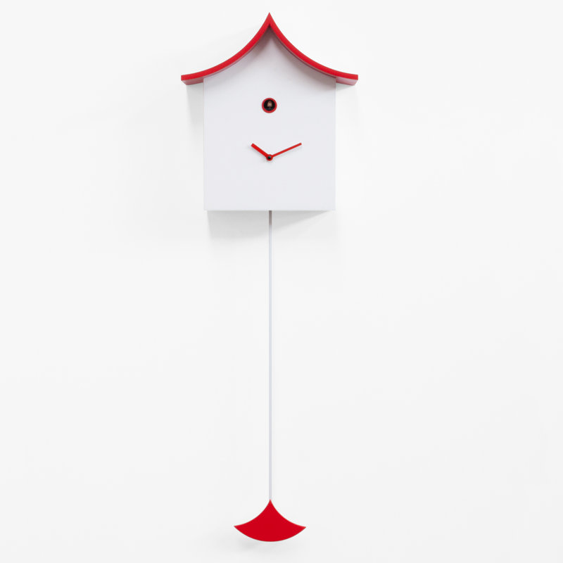 Hillsborough Wood Wall Clock, White and Red
