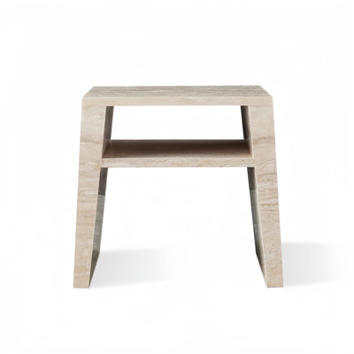 Wynner Chairside Travertine Stone End Table