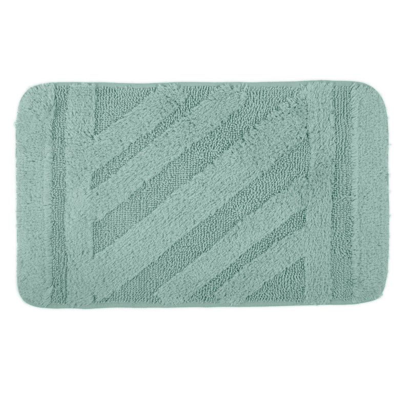 Irinela Cotton Non-Slip Bath Rug, Aqua Green