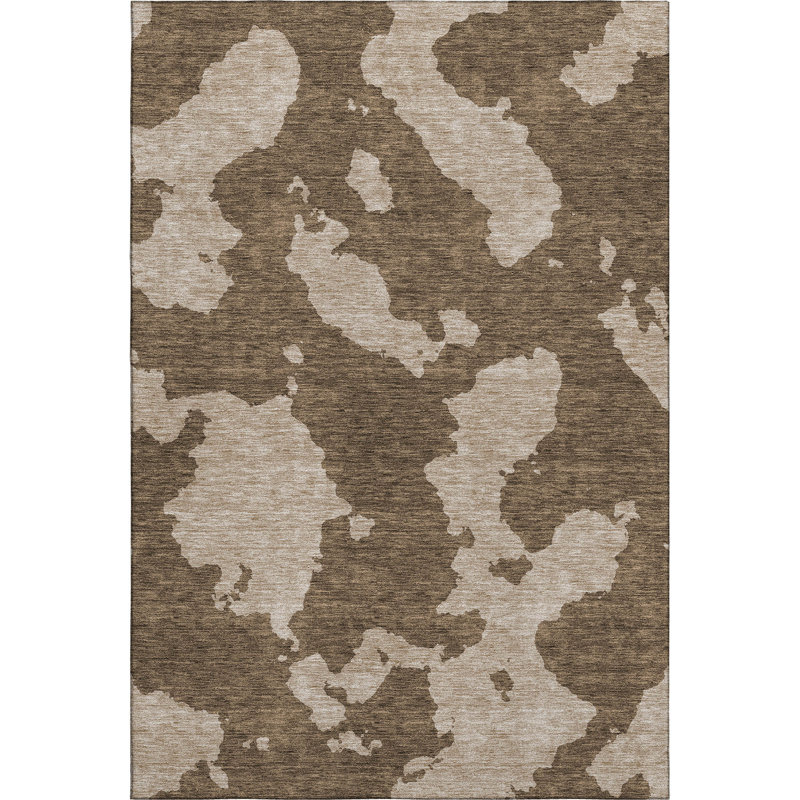 Premium Machine Washable Prisco Brown Rug, Rectangle 9' x 12'
