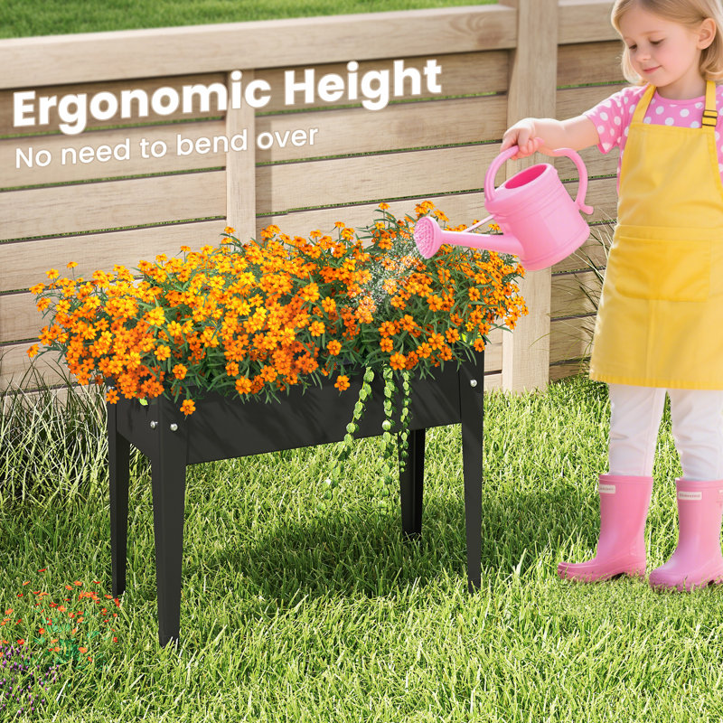 Nasiar Metal Elevated Planter, 18" H x 24" W x 11" D