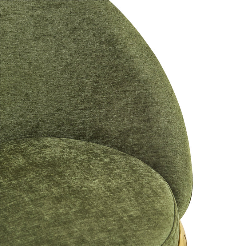 Tabouret de bar Celano Indoor moderne et luxueux, revêtement vert olive, pattes dorées polies, lot de 4, 4