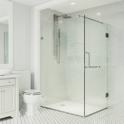 Cabine de douche à charnière sans cadre avec verre transparent 3/8 l 34 po x P 46 po x H 73 po Pacifica