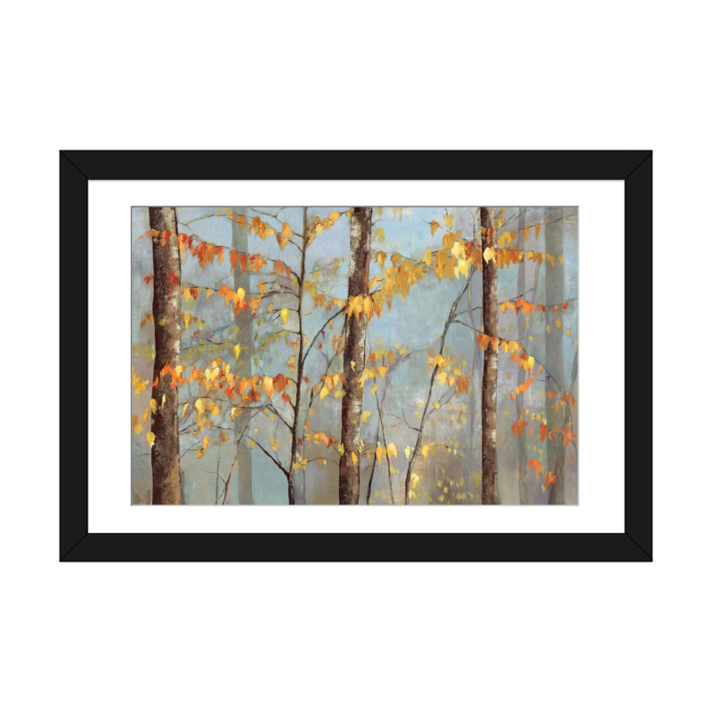 " Delicate Branches " Oil, 16" H x 24" W x 1" D, Black Framed Fine Art Paper, White