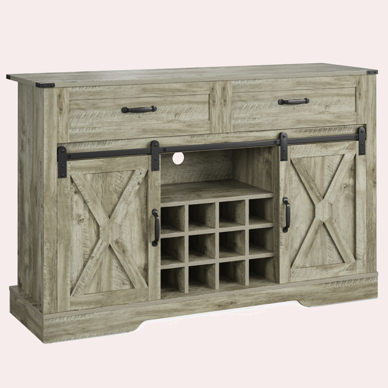 Armoire de rangement pour bar à vin réglable 52 po Prue, Gris clair