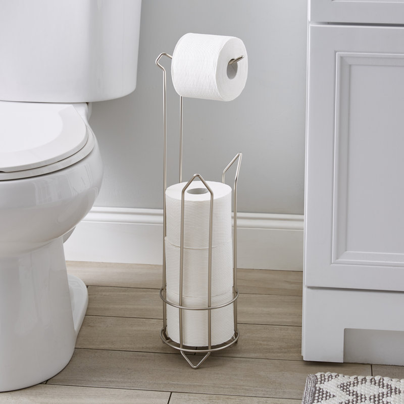 Porte-papier hygiénique sur pied Canaan, Nickel satiné
