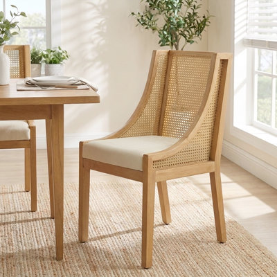 Chaise d'appoint Farmhouse Rustic - Chaise de salle à manger en bois massif durable avec siège rembourré en lin et accoudoirs décoratifs