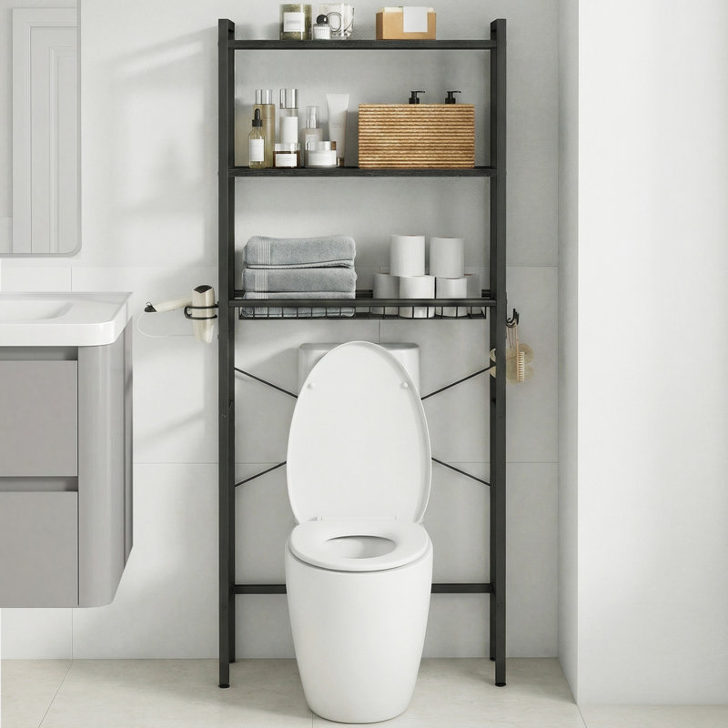 Rangement au-dessus de la toilette, H 63 po x l 23,6 po x P 9,4 po, Noir, 2