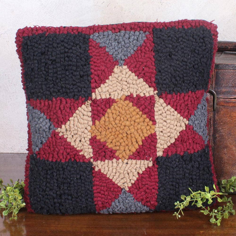 Quilt Square Wool Hooked Pillow