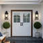 4 lumières 26 po Luminaire mural d'extérieur noir, lanterne murale imperméable, applique murale de porte de ferme câblée-622509947