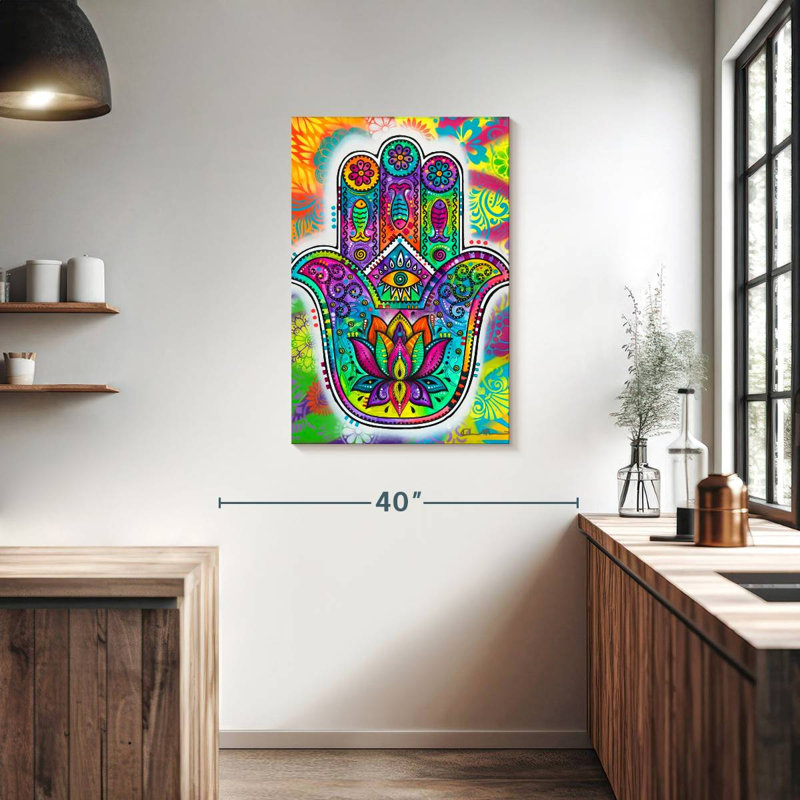 Kerrick Psychedelic Hamsa, 36" H x 24" W