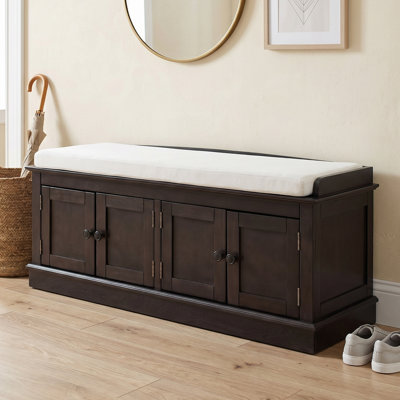 43" Wide Shoe Storage Bench With Cushion Entryway Bench Storage Bench