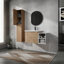 Meuble-lavabo mural avec lavabo et armoire latérale, portes et meuble-lavabo