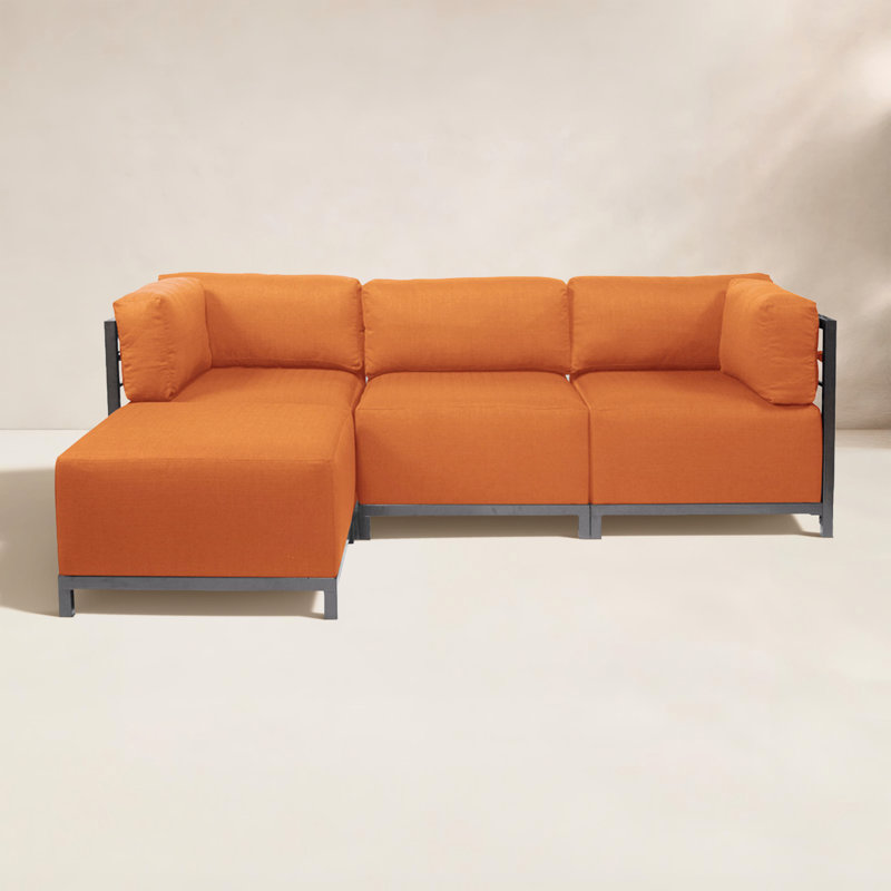 Canapé modulaire avec coussins Olen, Titane, Canyon orange Sunbrella