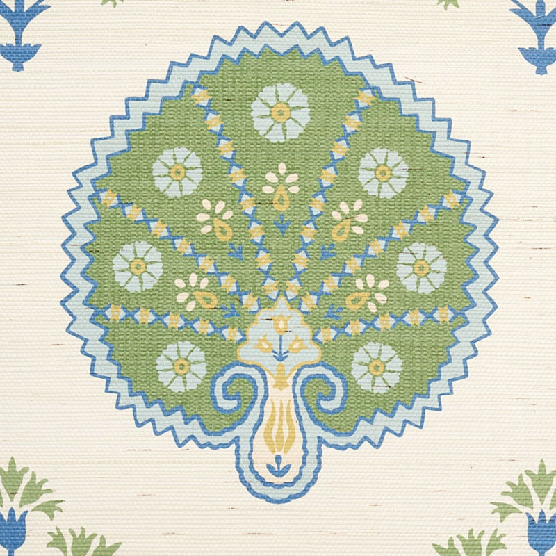 Chamba Crown Sisal Wallpaper, Green
