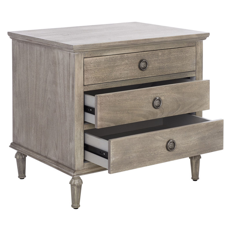 Table de chevet 3 tiroirs Hubbard, Beige