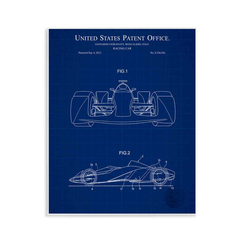 «Racing Car Blueprint», art de la giclée encadrée par Karl Hronek, H 14 po x l 11 po x P 0,5 po