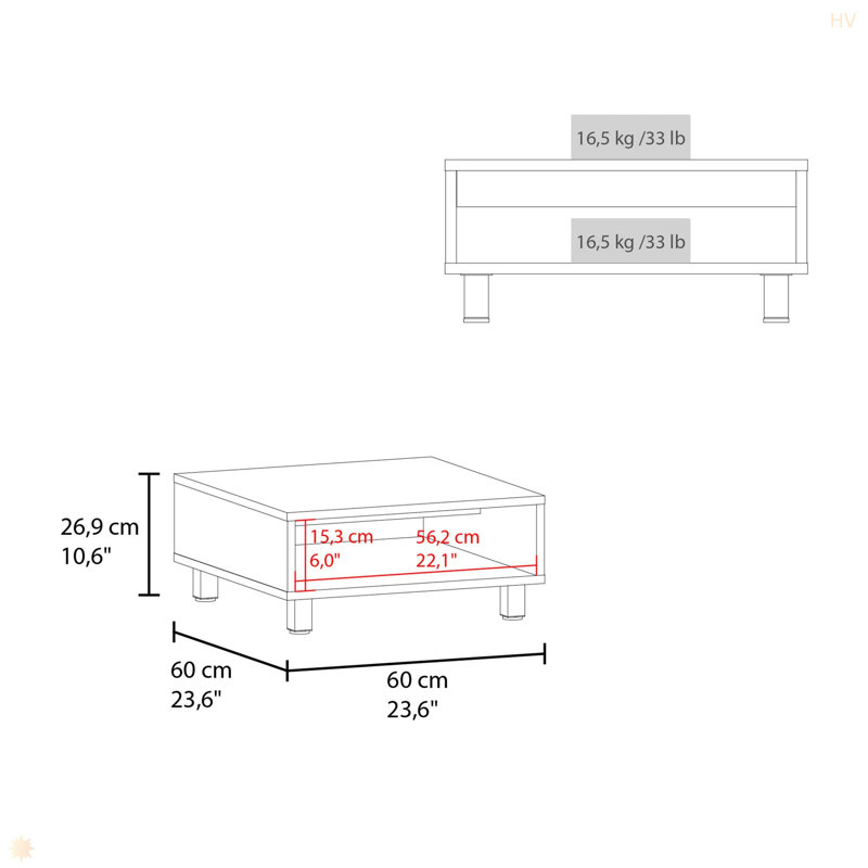 Table basse avec rangement ouvert