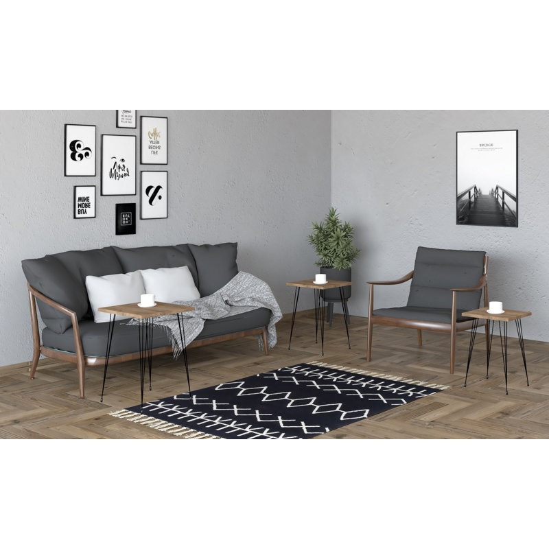 Table gigogne Laural (3 pièces), Marron foncé, H 21,7 po x L 15,7 po x l 15,7 po
