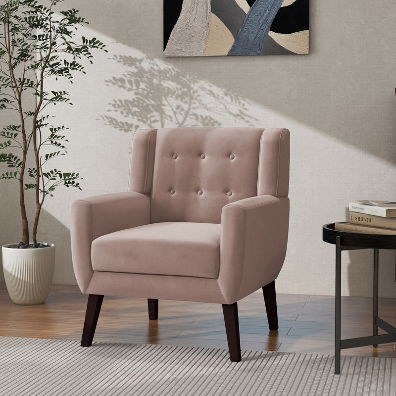 Jaqueze 73.4 Cm Wide Tufted Armchair, Skin Pink Velvet