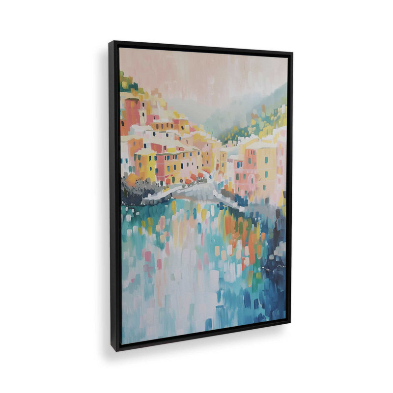 Port Cliffside Glow II, H 19 po x l 13 po, Toile avec cadre, Noir satiné
