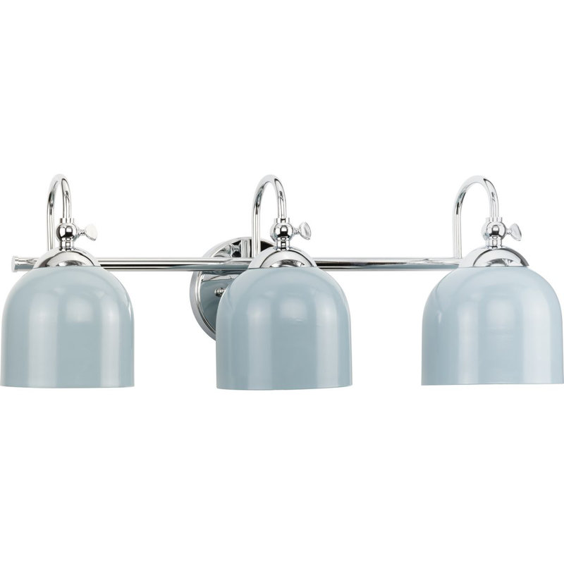 Éclairage pour salle de bain 3 lumières à abat-jour en métal Anitra, Chrome poli / bleu
