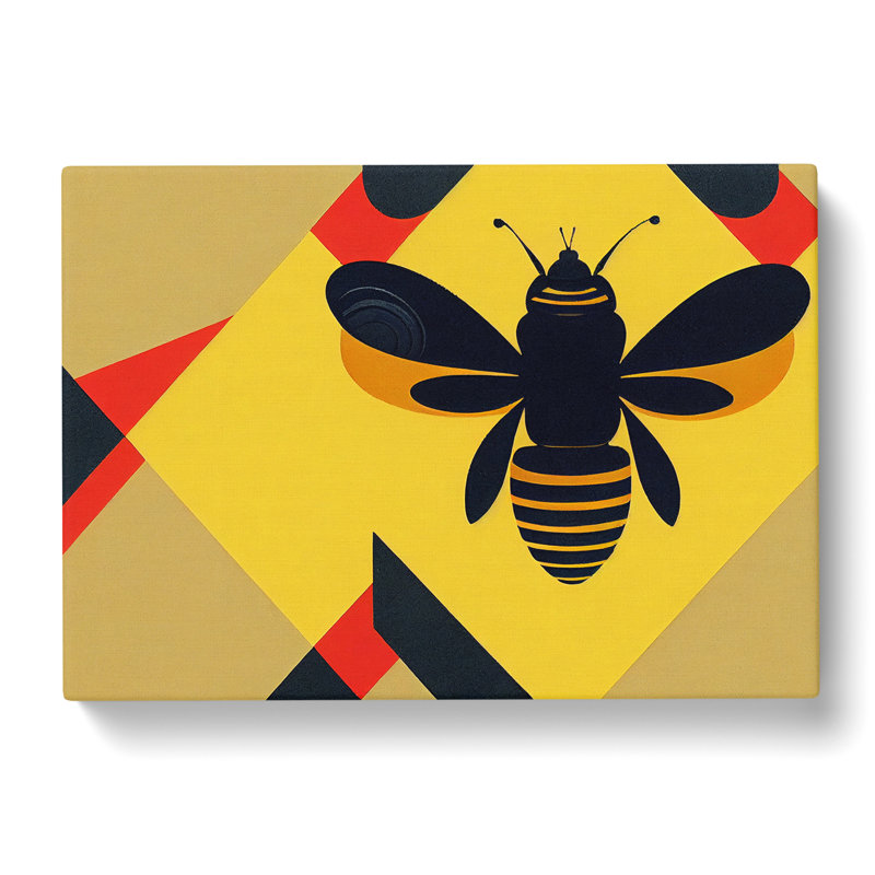 Bumble Bee Art Deco - Wrapped Canvas, 50cm H x 76cm W x 3cm D