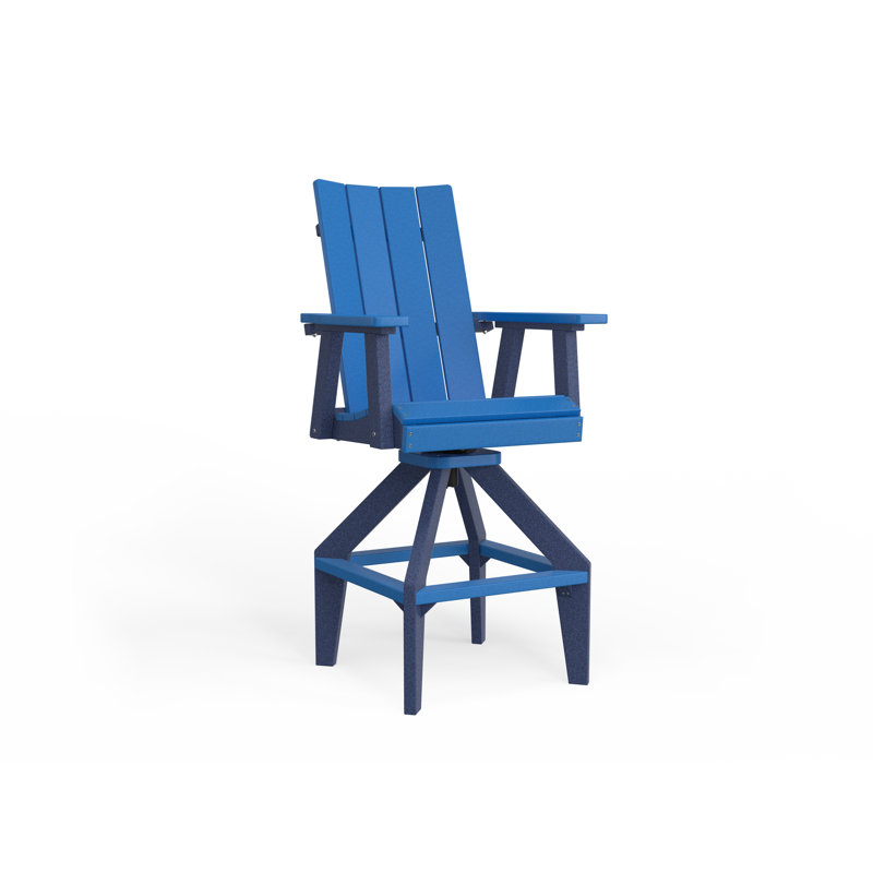 SOL Outdoor Bar Stool, Navy Blue, Brazilian Walnut