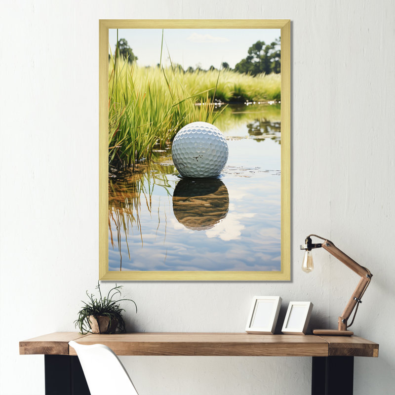 Badalucco Minimalisme Golf Tees VII - Golf, art mural, H 32 po x l 16 po x P 1 po, Encadrement doré