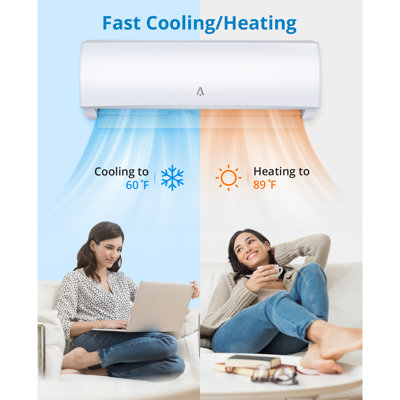 Ultra Quiet Ductless Wall-Mounted Mini Split Air Conditioner & Heater with Inverter, WiFi & Alexa, 12,000 BTU 21 SEER2 Heat Pump Cools/Heats up to 750 Sq.Ft with Installation Kit, 230V (White)