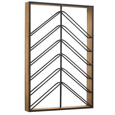 17 Stories Wood and Metal Wall Mounted Wine Rack - 36.25" x 24.25" x 3.75" by 17 Stories